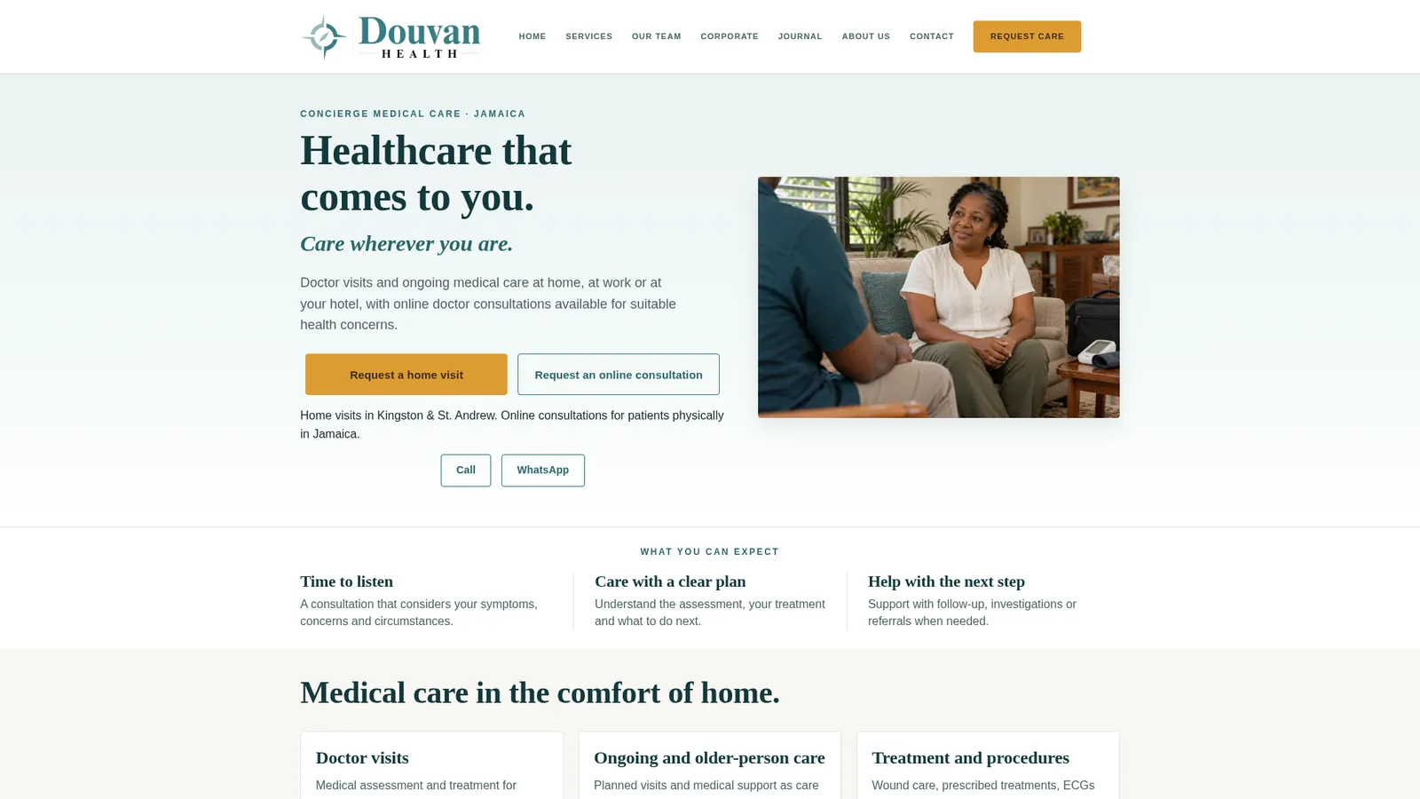 Douvan Health home page on a desktop screen