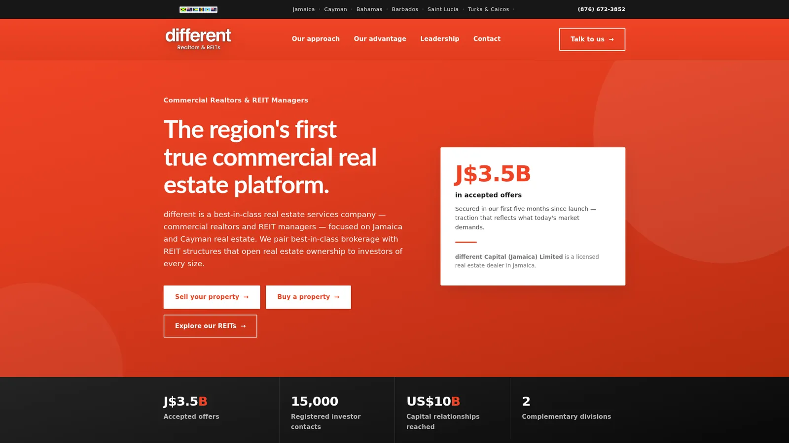 different Realtors and REITs home page on a desktop screen