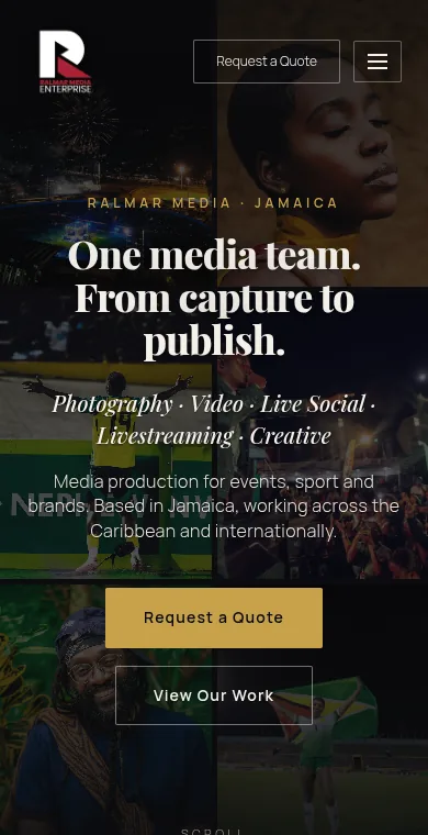 Ralmar Media home page on a phone