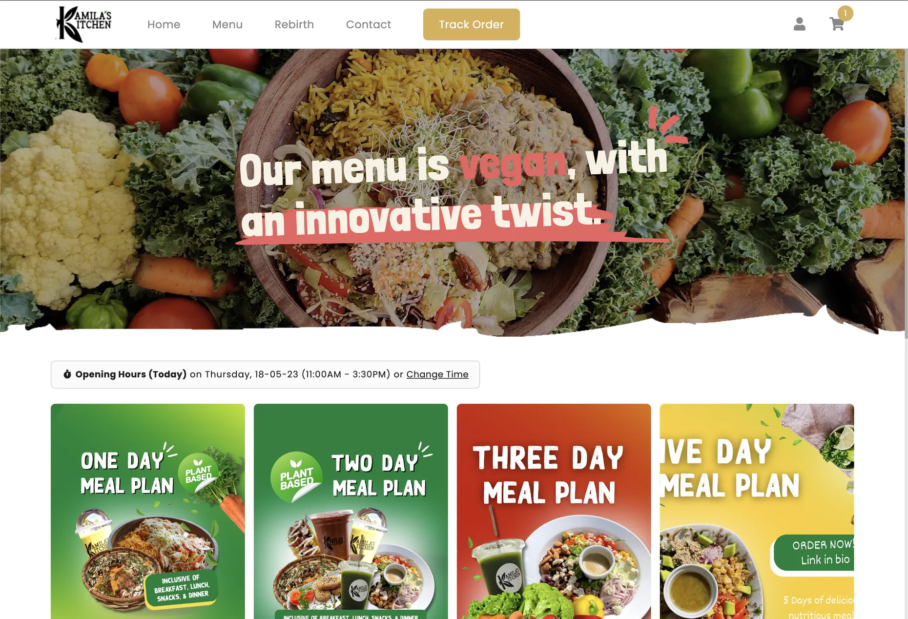 Kamila's Kitchen digital ordering interface