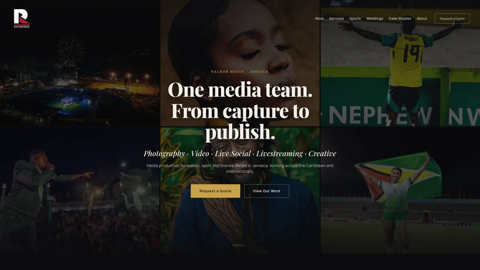 Ralmar Media home page on a desktop screen
